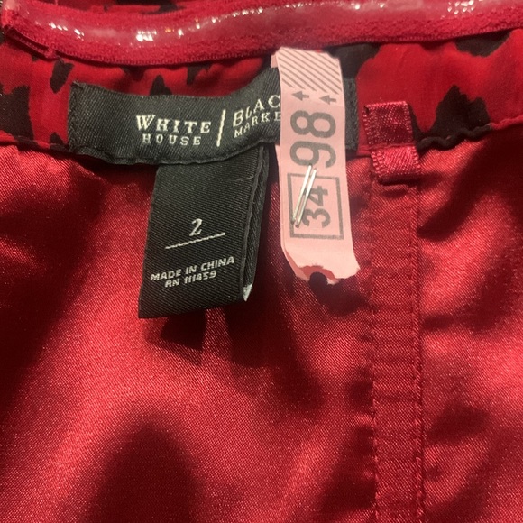 White House Black Market Red & Black Leopard Print Strapless Dress Womens Size 2 - Picture 9 of 9